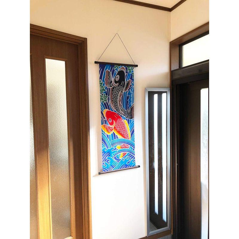 手ぬぐい タペストリー 壁飾り 天然木棒セット 日本製 伝統 職人 鯉の滝登り 登龍門｜otc-store｜03