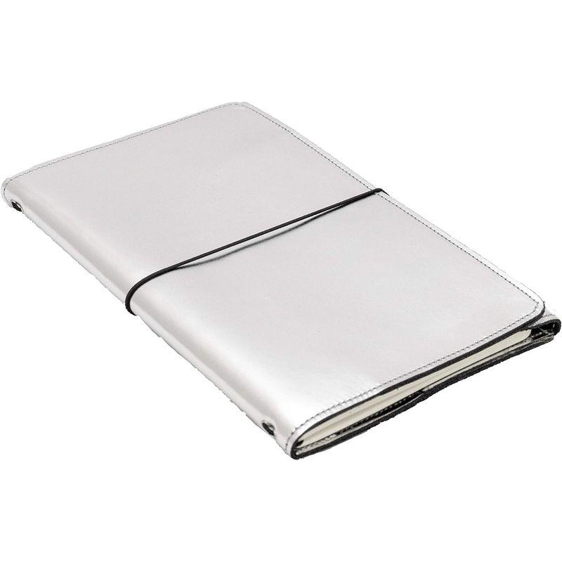 A5 手帳 ノート ブック カバー 本革 シルバー