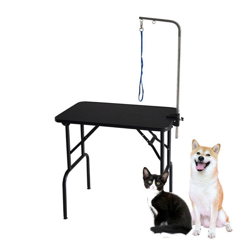 494)【美品】プチリュバン トリミングテーブル Mサイズ 高さ75～78cm/アジャスター付/台面ブラック75×46cm/足ブラック/折畳機能 プチリュバンのトリミングテーブル Mサイズ 高さ75?78cm/アジャスター