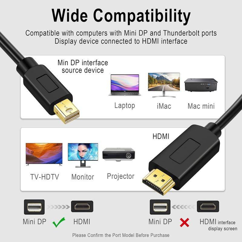 ANNNWZZD サンダーボルト HDMI, ミニディスプレイポートMini Displayport HDMI 変換ーブル対応 ブラックMa｜otc-store｜02