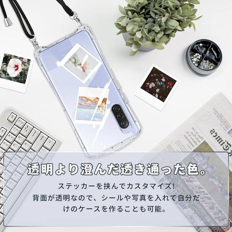 Sony Xperia 10 V ケース ショルダー SO-52D SOG11 カバー クリア ストラップ付き エクスペリア 10V カバー｜otc-store｜06