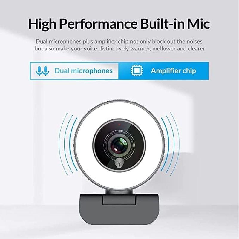 Angetube webカメラ 1080P ストリーミング ウェブカメラ マイクと調整可能なリングフィルライト付き オートフォーカス パソコ｜otc-store｜07