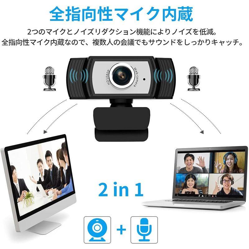 JETAKU WEBカメラ マイク内蔵 90°広角 ウェブカメラ フルHD