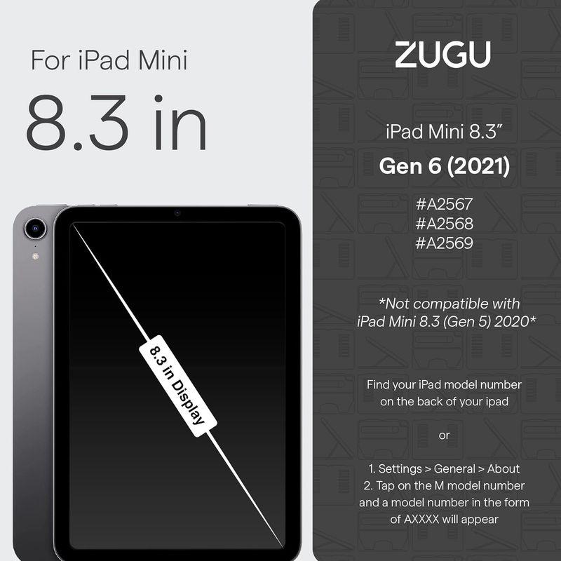 ZUGU iPad Mini ケース 2021 第6世代 極薄 落下衝撃保護 7段階スタンド機能 Apple ペンホルダー ワイヤレス充電｜otc-store｜02