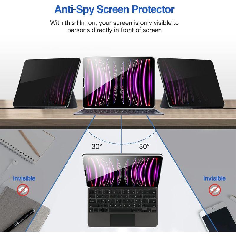 ProCase iPad Pro 12.9 6世代 2022 ガラスフィルム 2021 2020 2018、覗き見防止 画面保護 強化ガラス｜otc-store｜02