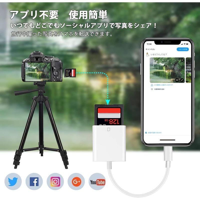 SDカードリーダー iPhone/iPad用 SDカードカメラリーダー 最大512GB対応 写真/動画 双方向即転送 メモリカードリーダー｜otc-store｜07