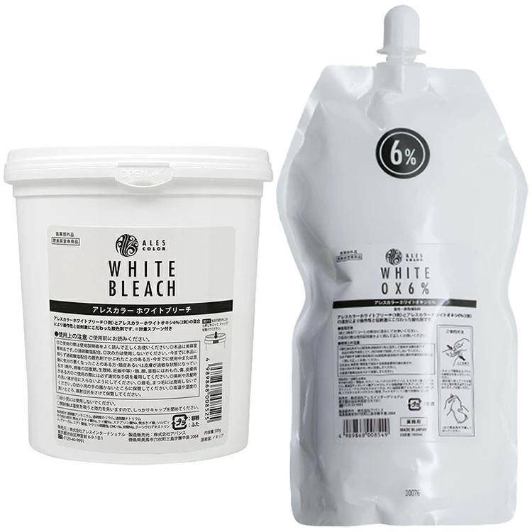 各1個セット アレスカラー ホワイトブリーチ 500g + ホワイトオキシ6% 1000ml の商品画像