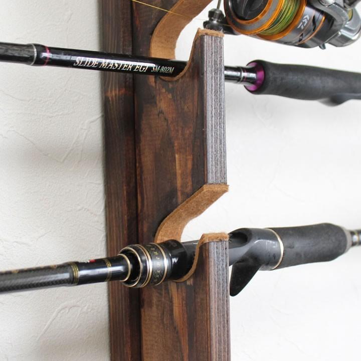 釣竿立て４本タイプです ロッドホルダー,壁掛け,4本用ロッドスタンド・ダブルタイプ【通常ねじ