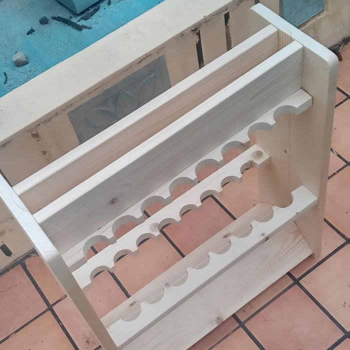 ロッドスタンド 16本収納【白木磨き】 【完成品】 組み立て不要 棚付きロッドスタンド 16本 小物置きWワイドタイプ 【完成品