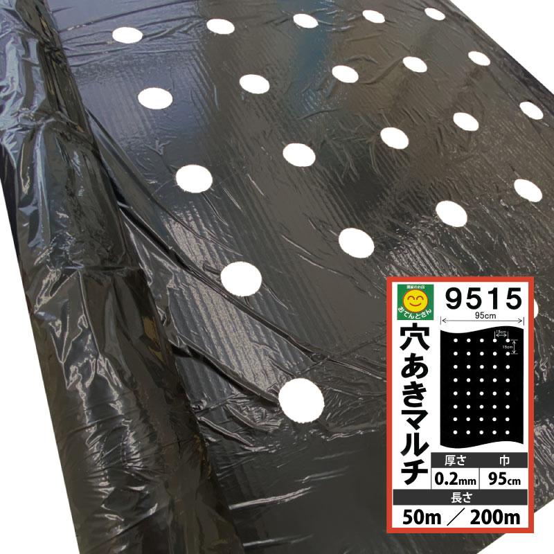穴あき黒マルチ 9515 厚さ0.02mm×幅95cm【長さ選択】50m／200m 45mm孔