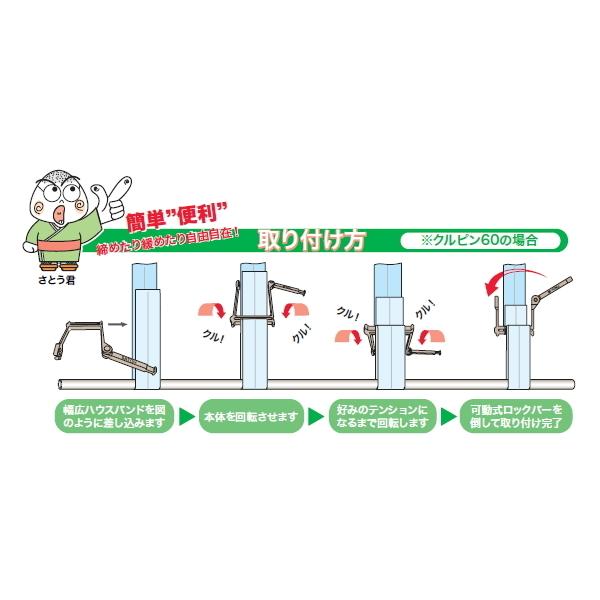 佐藤産業 クルピン120 10個セット 増締機能付ハウスバンド固定具 幅 