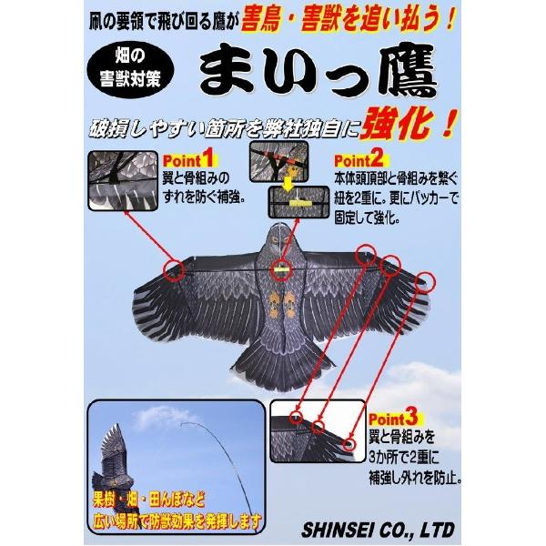 シンセイ 防鳥具 まいっ鷹 QNZH-1.8-4 鳥よけ カイト 凧 : 農家 シンセイ 防鳥具 まいっ鷹 QNZH-1.8-4 鳥よけ カイト 凧 : 農家