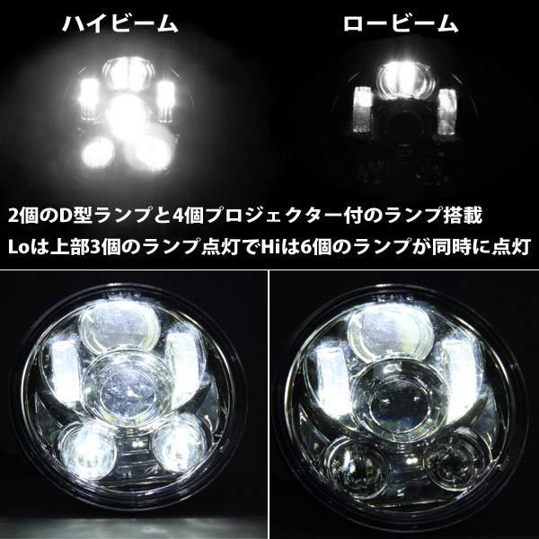 バイク LED ヘッドライト ハーレー ダビッドソン 45W 5-3/4インチ DC10-30V H4 Hi Lo プロジェクター ヘッドライトユニット オートバイ ダイナ｜otnetto-store｜02