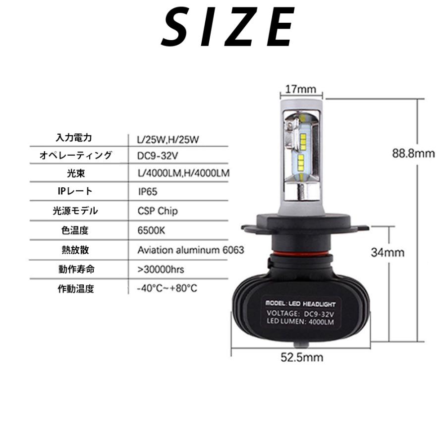 LEDヘッドライト H4 Hi/Lo 6500k DC9-32V IP65 高輝度 冷却ファンレスタイプ 車検対応（ホワイト）｜otnetto-store｜06