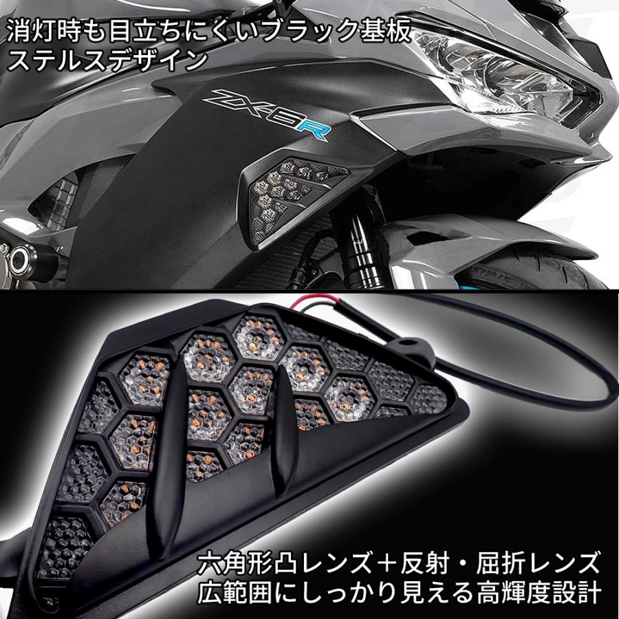 バイク フロント LEDウィンカー スタンダード カワサキ用 NINJA250 NINJA400 NINJA650 NINJA1000 ZX-6R ZX-25R 左右セットの画像