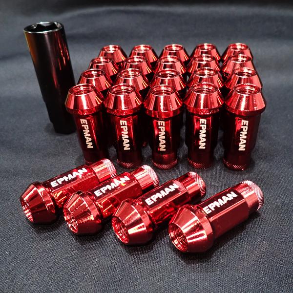 スチールナット ホイールナット 貫通 24個 P1.5 P1.25 ハイエース プラド キャラバン 7色 17HEX 48mm  ラグナット  ソケット付属 JDM USDM