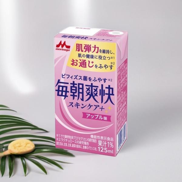 森永乳業 毎朝爽快スキンケア+アップル味125ml×24個 機能性表示食品