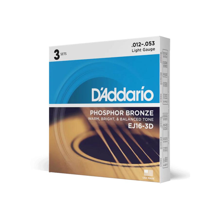 ダダリオ EJ16 3セット アコースティックギター 12ー53 ライトゲージ D'Addario（ダダリオ） アコースティックギター弦 3セット D'Addario
