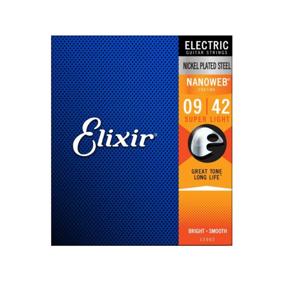 Elixir エレキギター弦 12002 NANOWEB SUPER LIGHT 09-42