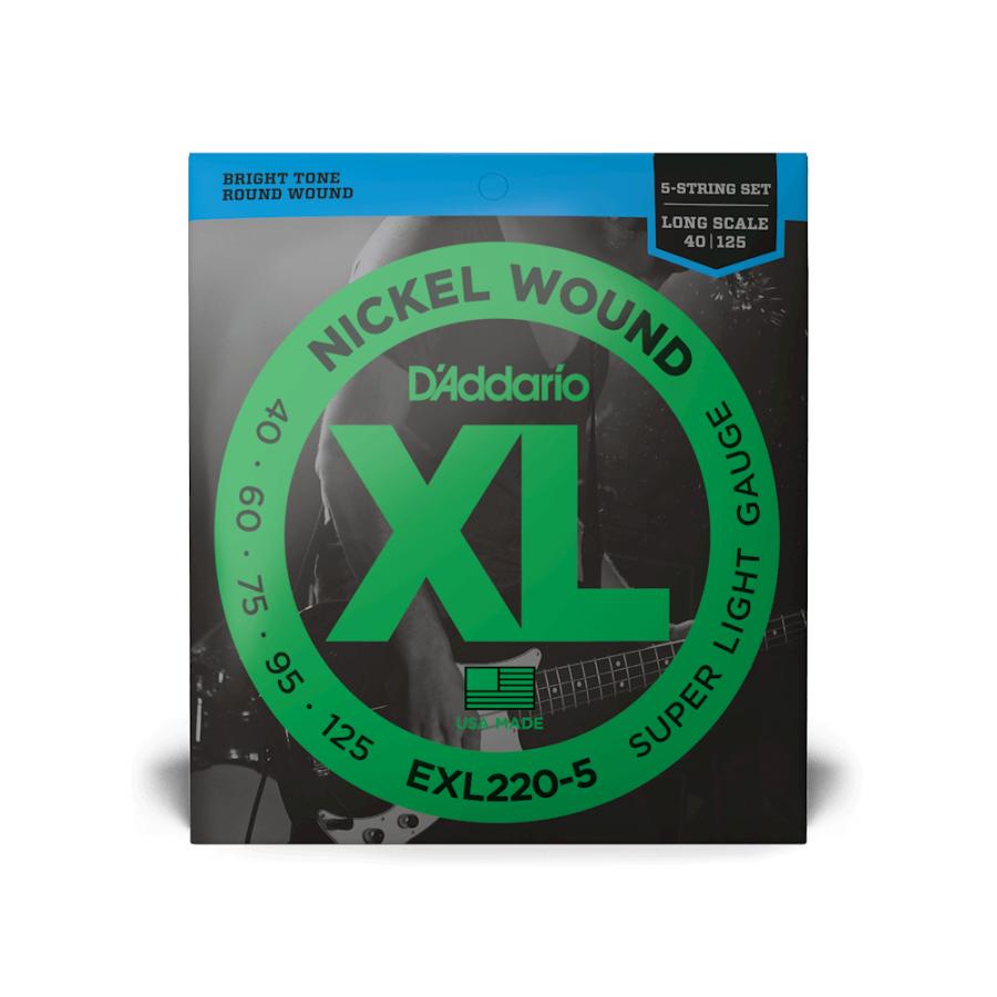 【エレキベース弦】 ダダリオ D'Addario EXL220-5 5-String Super Light Long 40-125 XL NICKEL 正規品｜otogibanashi-fuji｜02