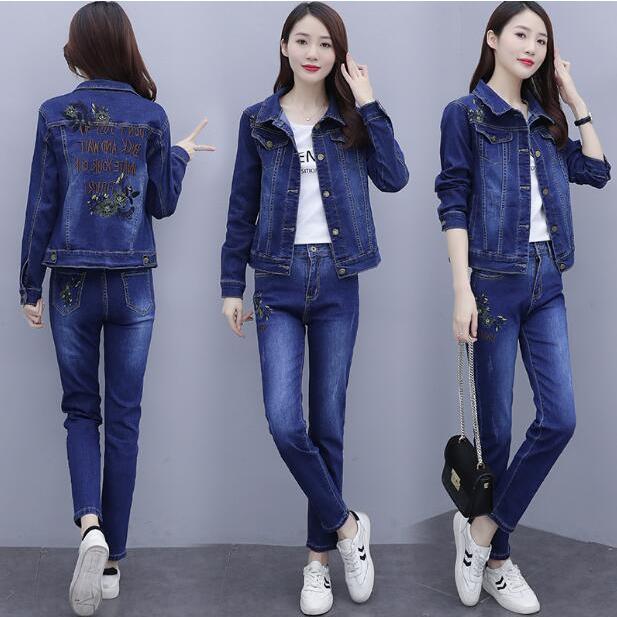 デニムセットアップ レディース 上下セット デニムパンツとデニムコートの2点セット デニムジャケット ｇジャン ジーンズ春服 お出かけ刺繍 全店二点送料無料 妖精の尻尾 通販 Yahoo ショッピング