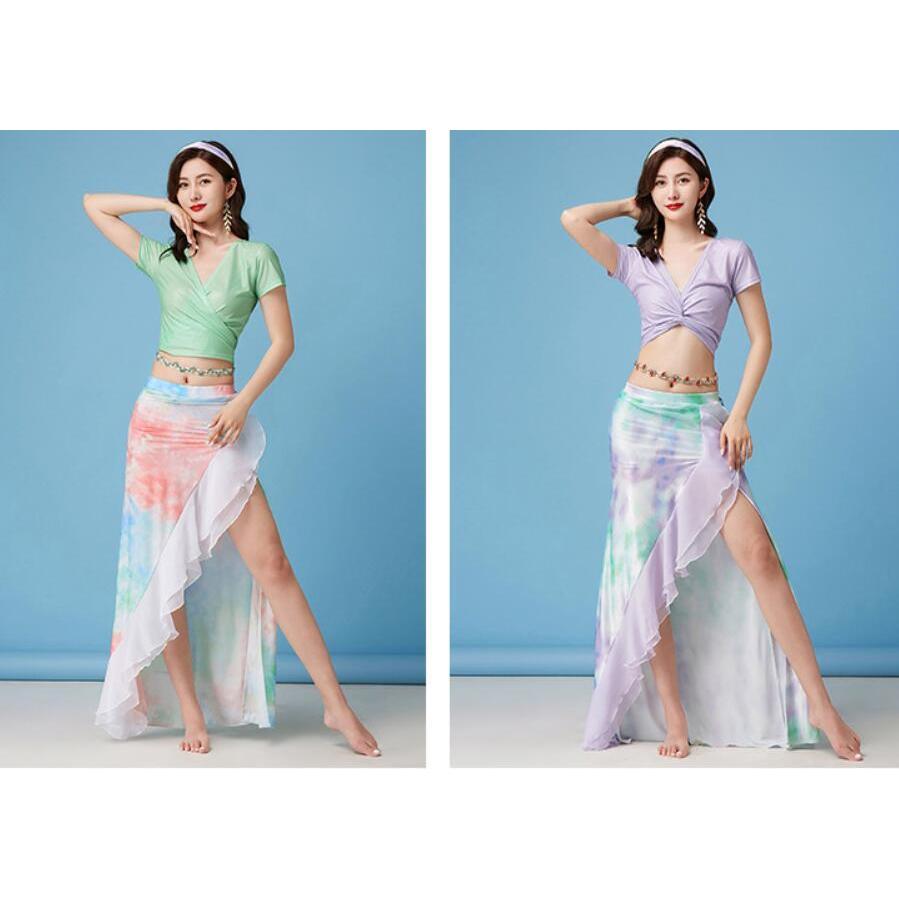 ベリーダンス衣装２点セット レディーストップス社交ダンス レッスン着フィットネス上下セットアップ ダンス衣装トップス練習服スカート半袖 全店二点送料無料 妖精の尻尾 通販 Yahoo ショッピング