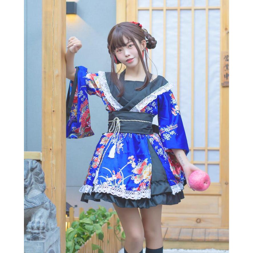 和服 ワンピース ゴスロリ 着物5点セット レディース コスチューム衣装 コスプレ ドレス花見 和装 和風 花柄 ハロウィン仮装 浴衣 大きいリボン全店二点送料無料|otogibanashi|06