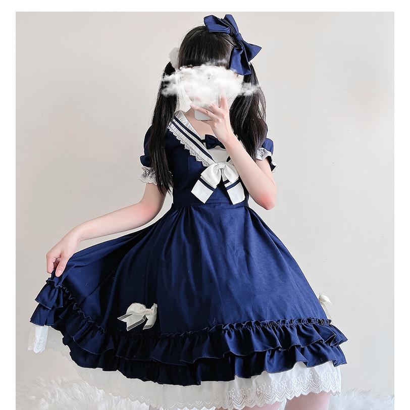 セーラー風 ワンピース ロリータ服コスチューム衣装ハロウィン仮装マリン風 学園風 学園祭コスプレ衣装ロリィタ姫系 ロリ森ガール イベント 全店二点送料無料 年末のプロモーション大特価