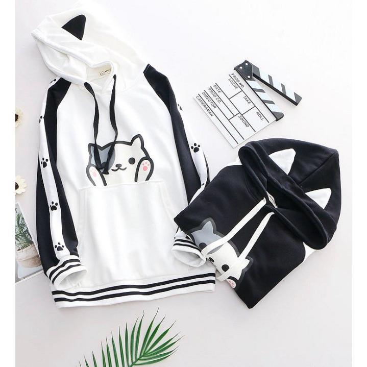 パーカー二点送料無料可愛いパーカーフード付き森ガール系ネコ耳ガールズ レディースアウターカジュアルスウェットトップス猫刺繍プルオーバー猫の爪柄 Q3724 妖精の尻尾 通販 Yahoo ショッピング