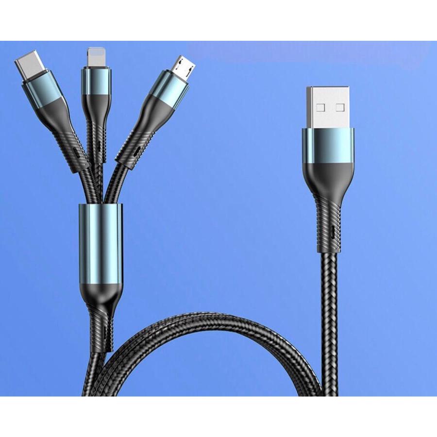 3in1充電ケーブル 3A 急速充電 Type C Micro USB iPhone同時給電可能全機種対応 超高耐久 1.2M｜otogibanashi｜04