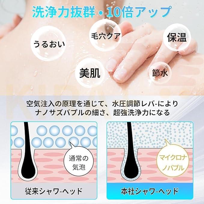 シャシャワーヘッド ナノバブル 2025新作 美肌 美髪 塩素除去 90％節水
