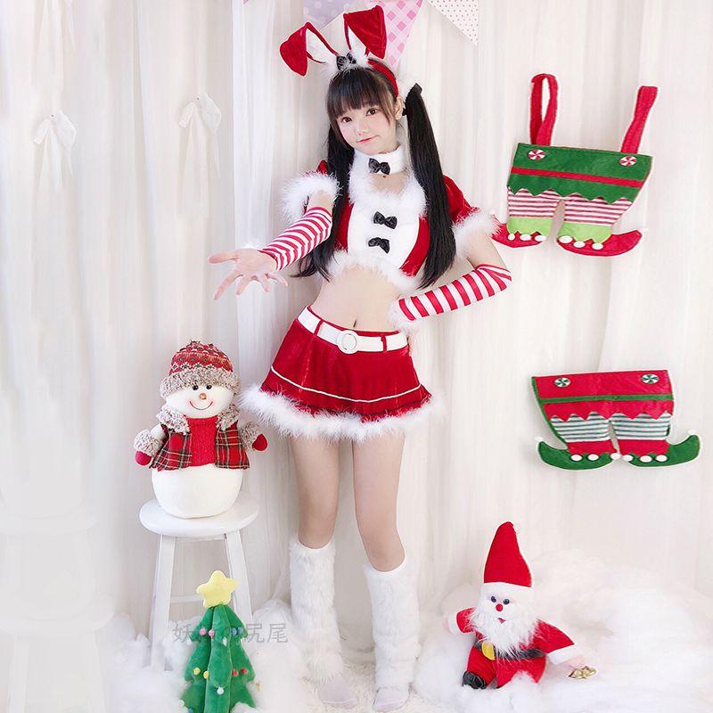 レディースバニーガール ハロウィン仮装クリスマス コスプレ 上下セット うさぎ アニマル うさ耳コスチューム 6点セット カチューシャ スカート全店二点送料無料｜otogibanashi｜05