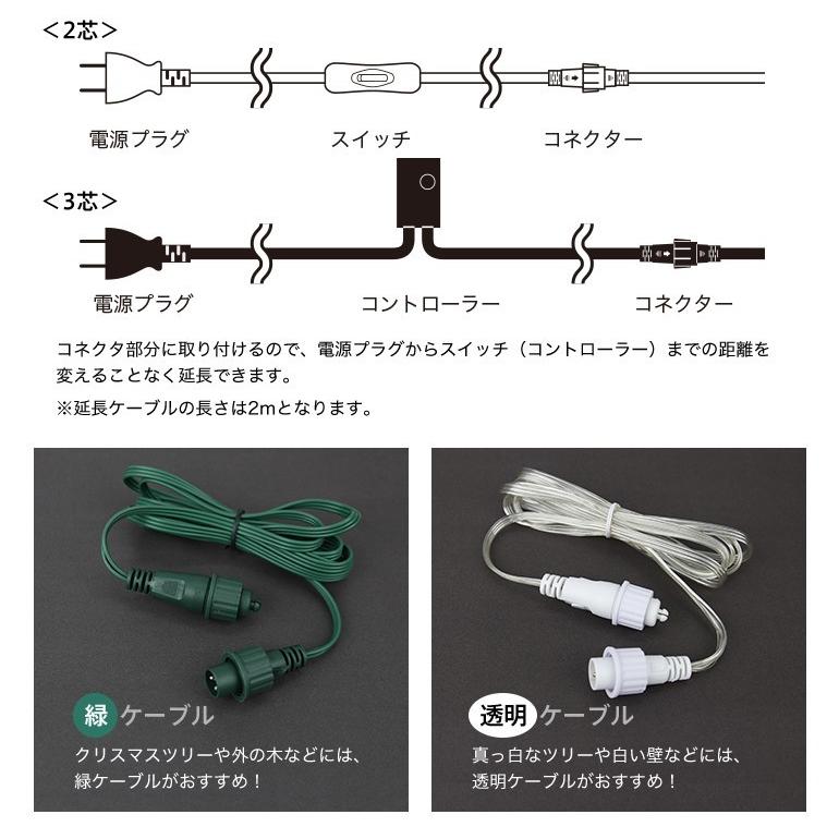 イルミネーション 延長ケーブル 2m LED ライト : クリスマス商品専門店