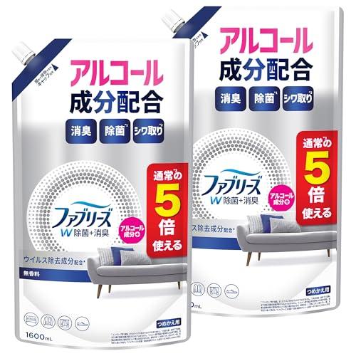 ファブリーズ W除菌+消臭スプレー 衣類・布製品用 無香料 アルコール成分配合 詰め替え 5回分/1600mL×2袋（Yahoo!・雑貨屋MelloMellow）