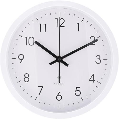 不二貿易 壁掛け電波時計 静音 アナログ 直径25cm ホワイト 70476