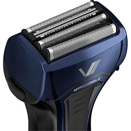 【新品】イズミ 電気シェーバー ソリッドシリーズ 4枚刃 往復式 本体丸洗い ブルー (替刃 + 1個付) イズミ 電気シェーバー ソリッドシリーズ 4枚刃 往復式 本体丸洗い
