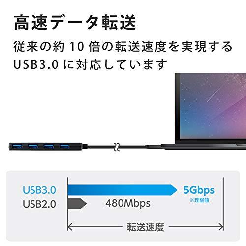 エレコム USBハブ U3H-FC04BBK 【超小型・軽量設計】 USB3.0 Aポート×4 ケーブル1.5m ブラック MacBook/Surf｜otogizakka｜04