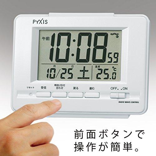 セイコー クロック 目覚まし時計 電波 デジタル カレンダー 温度 表示 PYXIS ピクシス 白 パール NR535H SEIKO｜otogizakka｜05