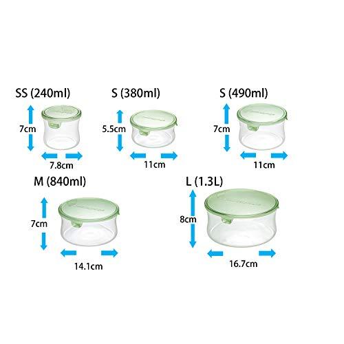 iwaki(イワキ) 耐熱ガラス 保存容器 グリーン 丸型 S 380ml ごはん 1膳 パック&レンジ KT7401-G｜otogizakka｜06