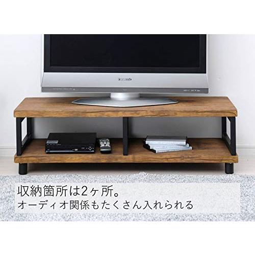 山善 テレビ台 幅100×奥行39×高さ29.5cm 42型対応 コンパクト アンティーク調 組立品 アンティークブラウン/ブラック FTR-1_2