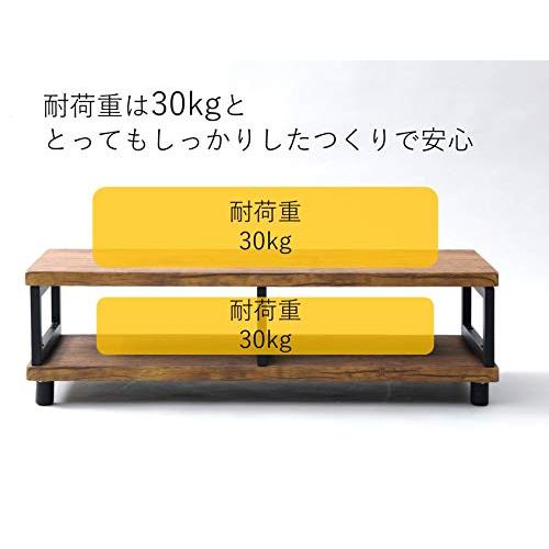山善 テレビ台 幅100×奥行39×高さ29.5cm 42型対応 コンパクト アンティーク調 組立品 アンティークブラウン/ブラック FTR-1_3