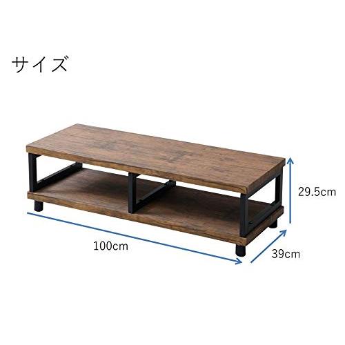 山善 テレビ台 幅100×奥行39×高さ29.5cm 42型対応 コンパクト アンティーク調 組立品 アンティークブラウン/ブラック FTR-1_4