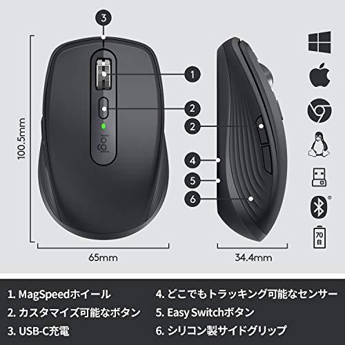 ロジクール MX ANYWHERE 3 ワイヤレス モバイルマウス MX1700GR Unifying Bluetooth 高速スクロールホイール_8