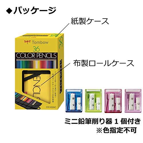 トンボ鉛筆 色鉛筆 36色 ロールケース入り ミニ削り器付き MJ