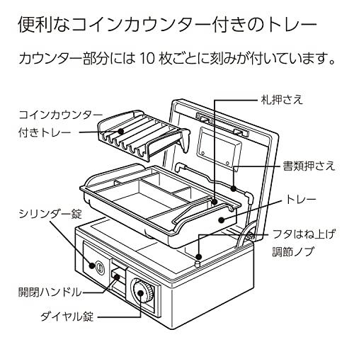 コクヨ 手提げ金庫 ダイヤル付 A4 グレー CB-11DMの画像