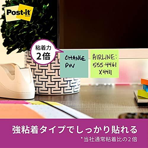 ポストイット 付箋 強粘着 ふせん ネオンカラー 75×25mm 90枚×6冊 500