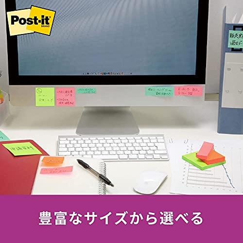 ポストイット 付箋 強粘着 ふせん ネオンカラー 75×25mm 90枚×6冊 500
