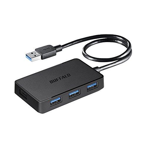 BUFFALO PS4対応 USB3.0 バスパワー 4ポートハブ ブラック 設計 マグネット付き BSH4U305U3BK 【Windows/