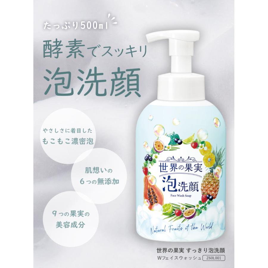 公式】 世界の果実 すっきり泡洗顔 500mL ボトル 本体 洗顔 泡洗顔