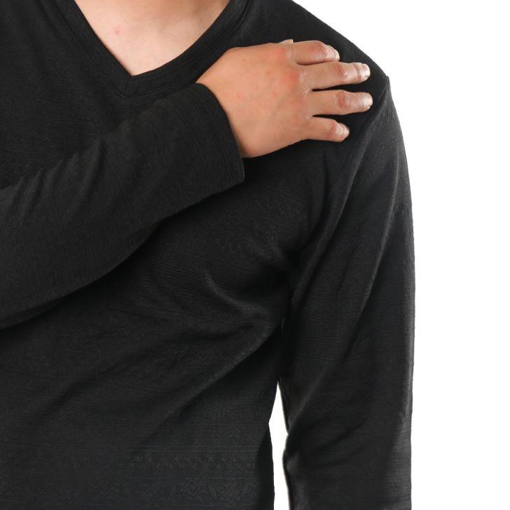 長袖tシャツ メンズ Vネック ジャガード編み ネイティブ柄 オルテガ柄 スリム 細身 無地 黒 白 ネイビー ワインレッド 秋 冬 ロングtシャツ ロンt カットソー 19 オトカジ 通販 Yahoo ショッピング